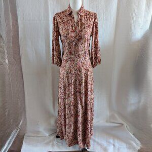 Soya Concept Minea Button Down Maxi Dress Long Sleeves Berry Blend Size XS